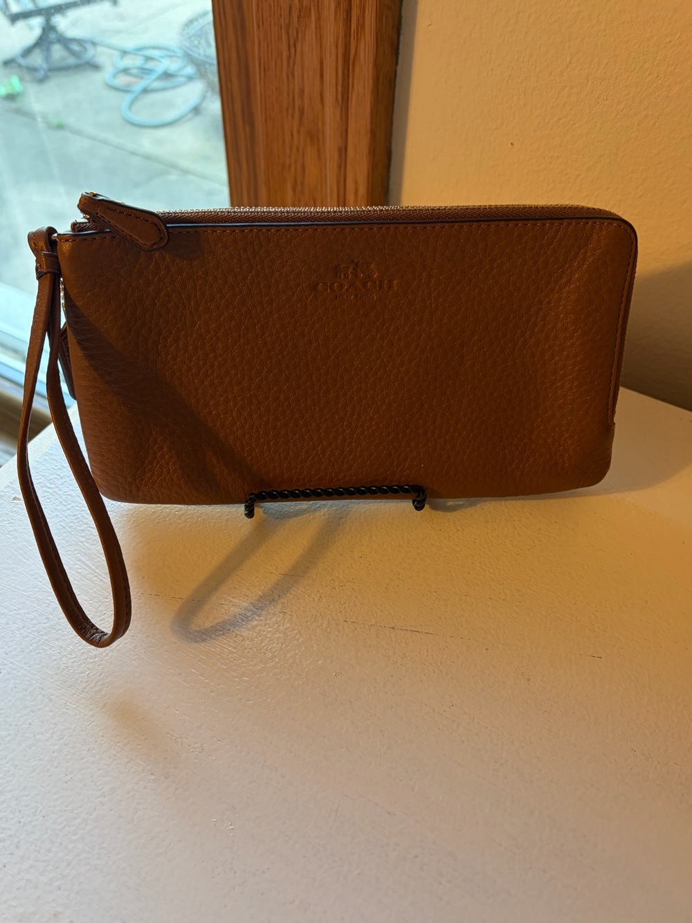Coach Brown Pebble Leather Wristlet